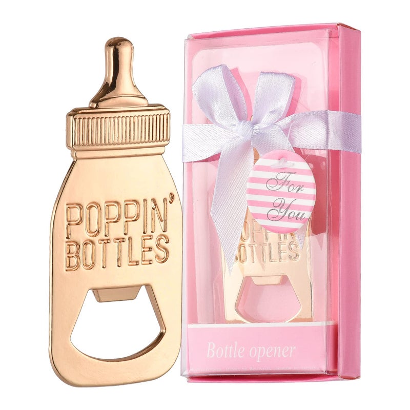 Cesdai 30 Pcs Baby Shower Party Favors Return Gifts For Guests Baby Bottle Bottle Openers Decorations Boy Girl By PARTYGOGO (Pink, 30) - Image 1